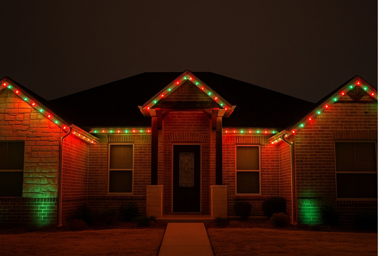 Red and green holiday lighting